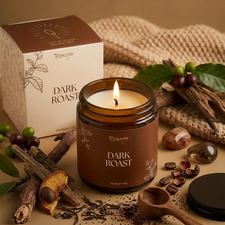 Dark Roast scented candle 105g jar, Elyscents Pakistan